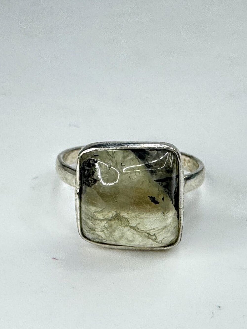 Handmade Green Tourmaline gemstone Sterling Silver Ring Size 7.5 3g s7.5 JR2091